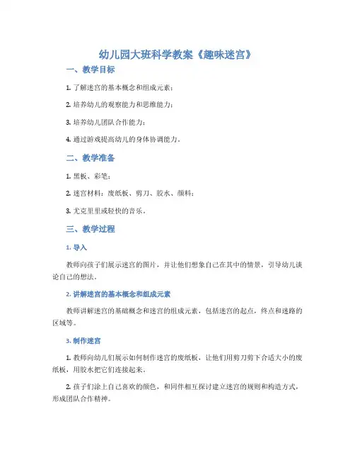 幼儿园大班科学教案《趣味迷宫》