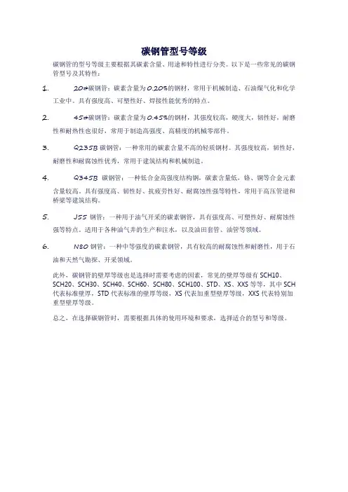 碳钢管型号等级