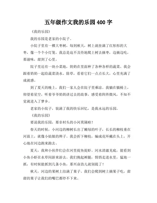 五年级作文我的乐园400字