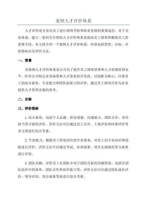 案例人才评价体系