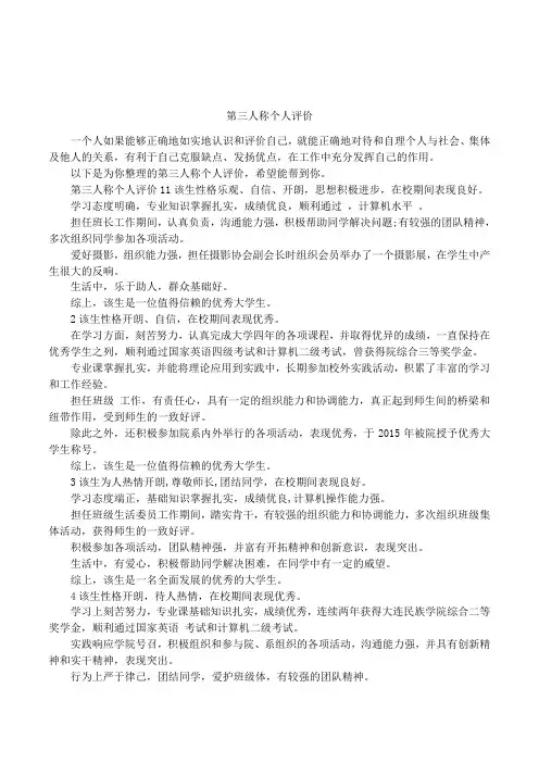 第三人称个人评价