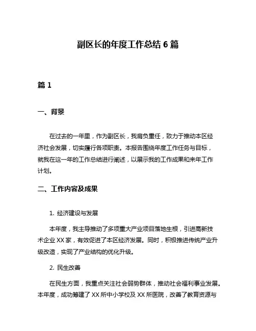 副区长的年度工作总结6篇