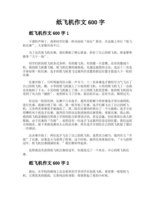 纸飞机作文600字