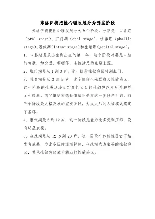 弗洛伊德把性心理发展分为哪些阶段