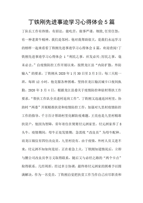 丁铁刚先进事迹学习心得体会5篇