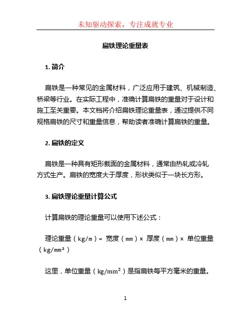 扁铁理论重量表