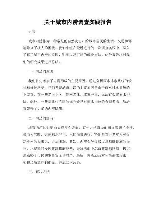 关于城市内涝调查实践报告