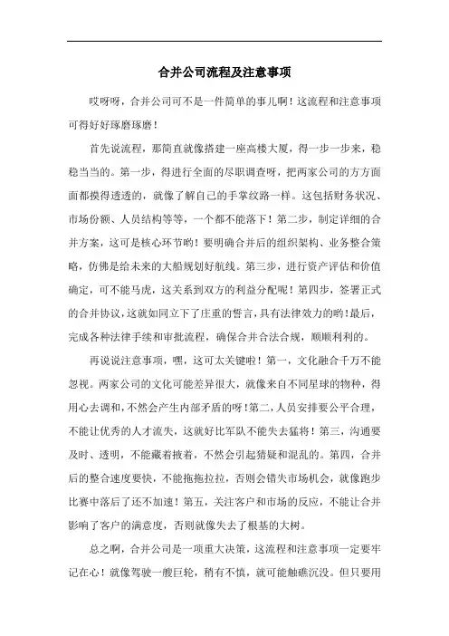 合并公司流程及注意事项