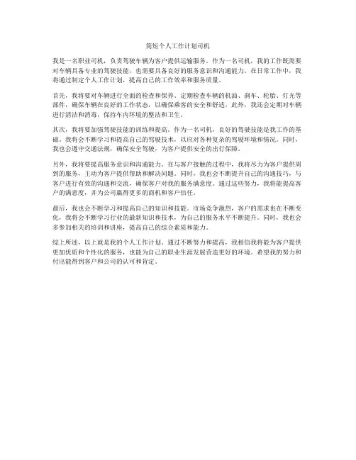 简短个人工作计划司机