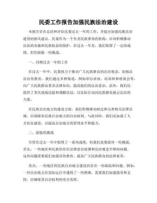 民委工作报告加强民族法治建设