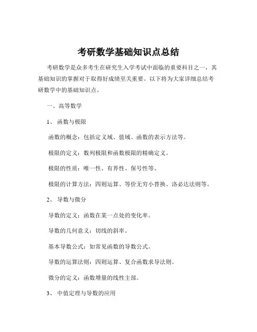 考研数学基础知识点总结