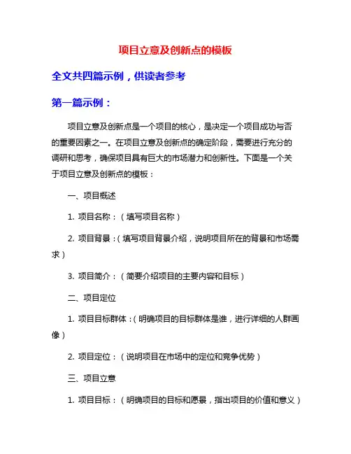 项目立意及创新点的模板