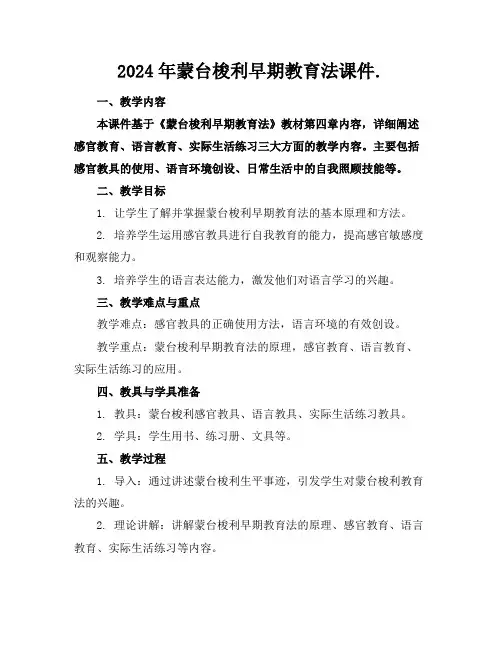 2024年蒙台梭利早期教育法课件.
