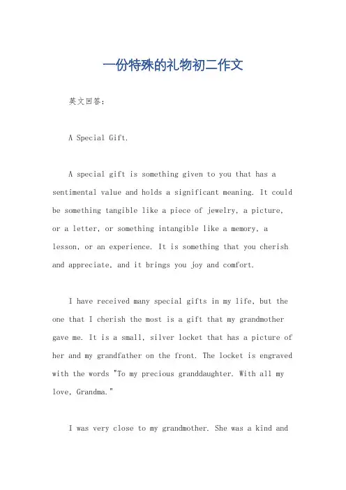 一份特殊的礼物初二作文