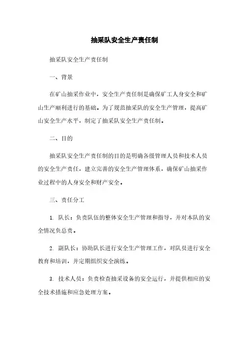 抽采队安全生产责任制