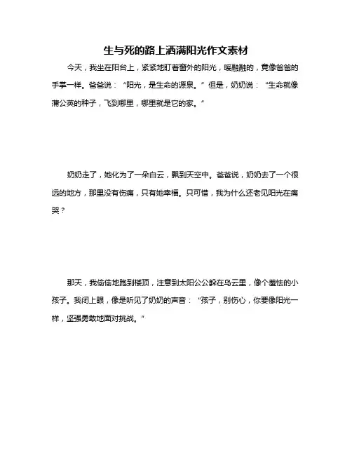 生与死的路上洒满阳光作文素材