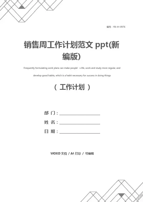 销售周工作计划范文ppt(新编版)