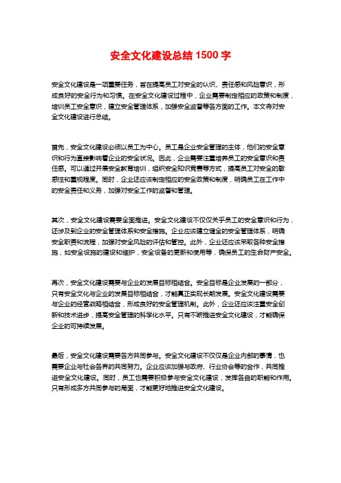 安全文化建设总结