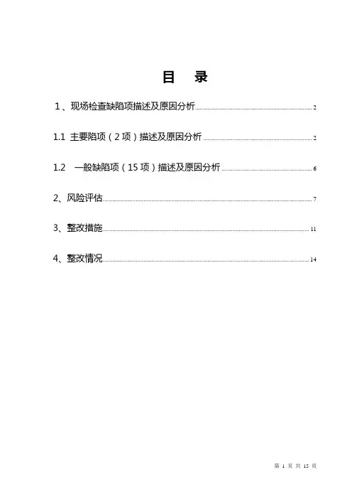 GMP认证现场检查缺陷项整改报告