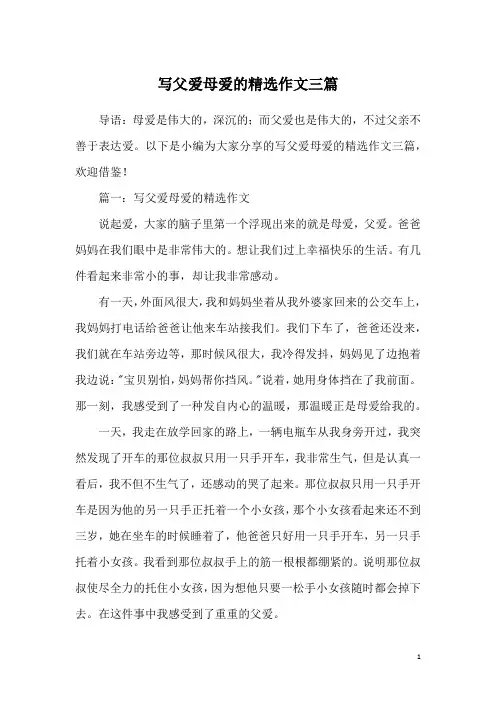 写父爱母爱的精选作文三篇