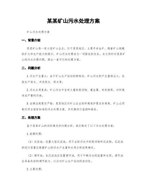 某某矿山污水处理方案