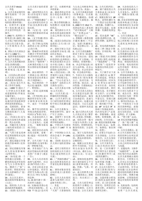 自考本科科目代码00182公共关系学最新最全自考复习资料自考小抄
