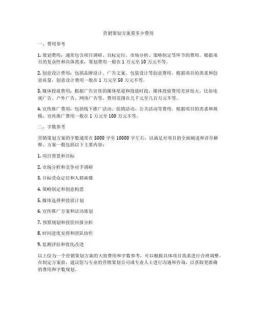 营销策划方案要多少费用