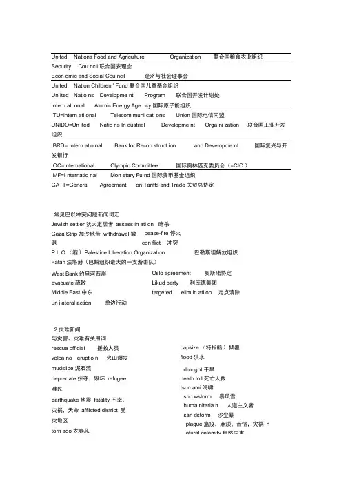 常见国际组织机构名称