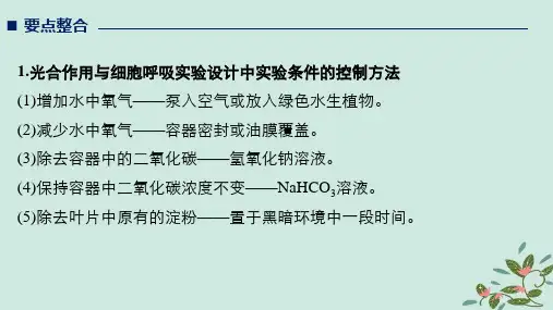 2019版高考生物二轮复习专题二细胞代谢考点3光合作用和细胞呼吸有关探究实验课件