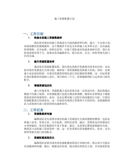 施工资源配置计划