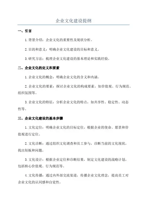 企业文化建设提纲