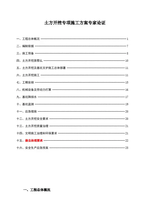 土方开挖专项施工方案专家论证