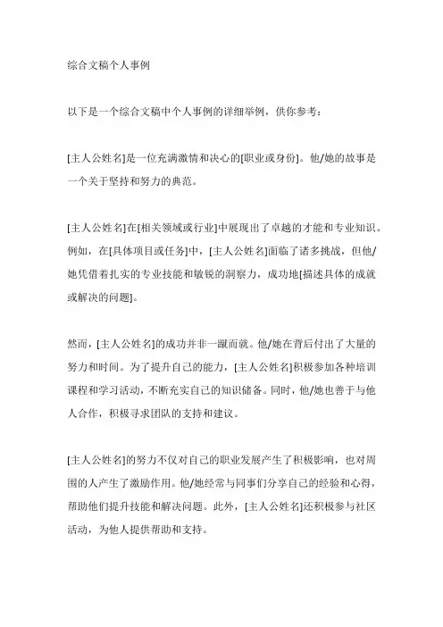 综合文稿个人事例