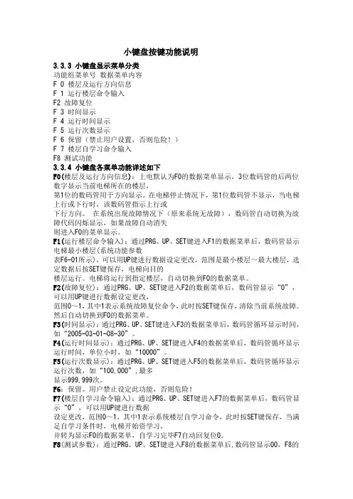 默纳克小键盘按键功能说明