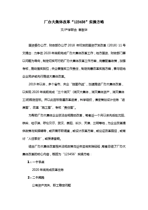 袁敬华：厂办大集体改革“123456”实操方略