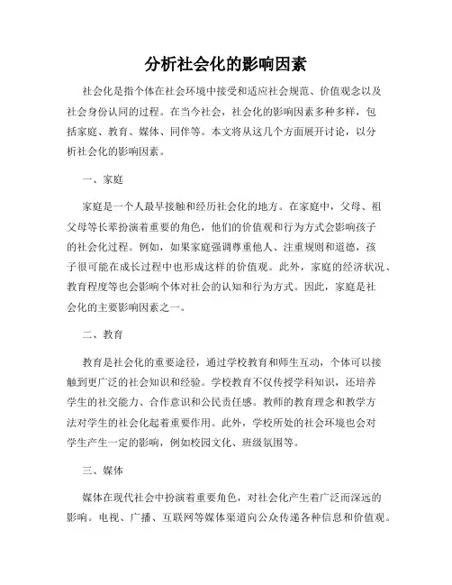 分析社会化的影响因素