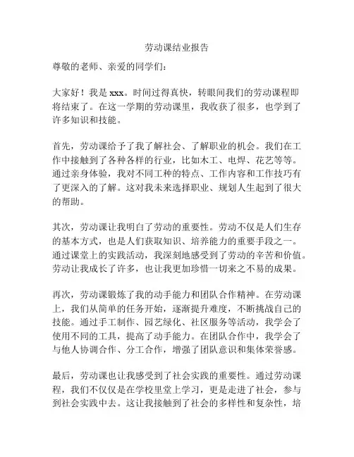 劳动课结业报告