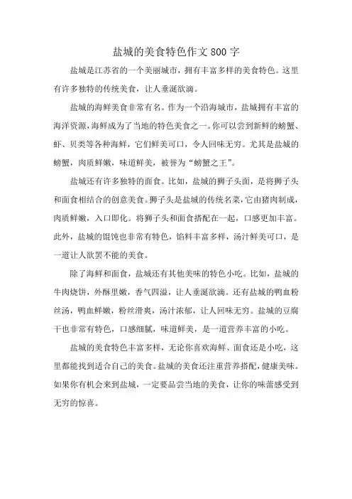 盐城的美食特色作文800字