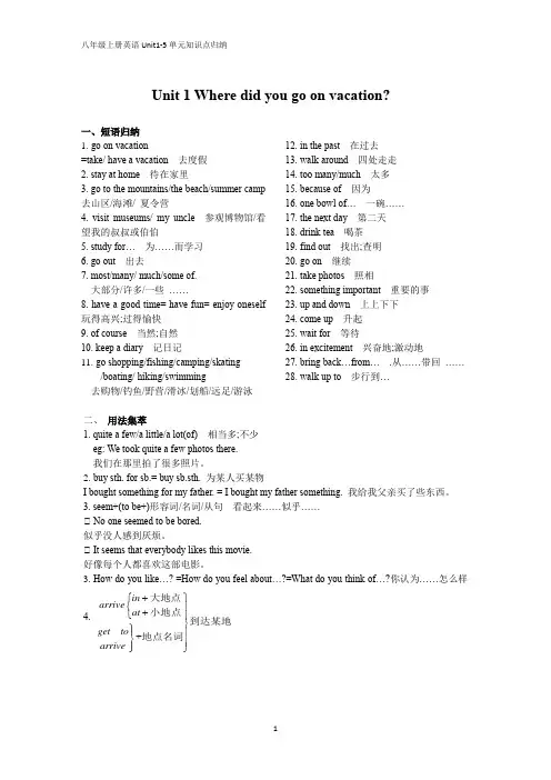 八年级上册英语Unit1-5单元知识点归纳