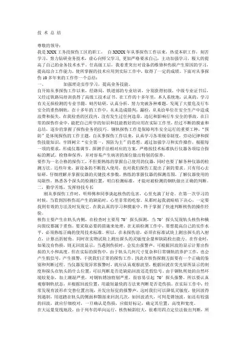 探伤工技师技术总结 Microsoft Word 文档