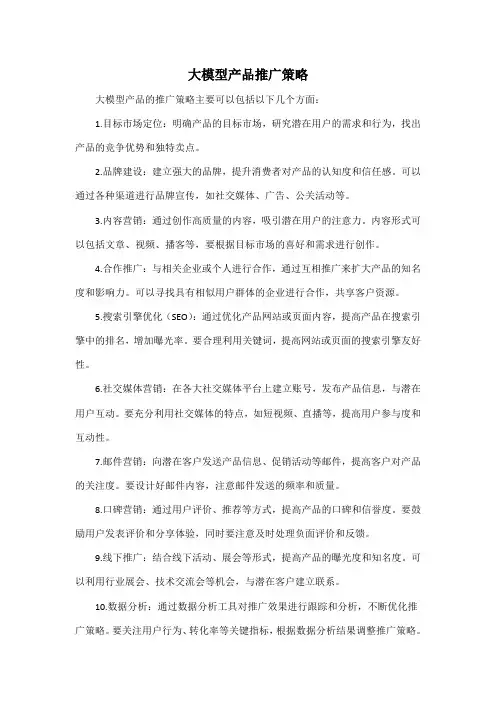 大模型产品推广策略