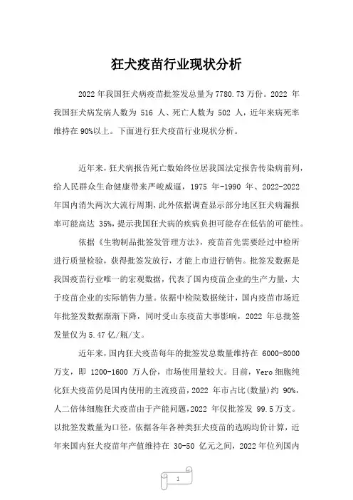 2023年狂犬疫苗行业现状分析