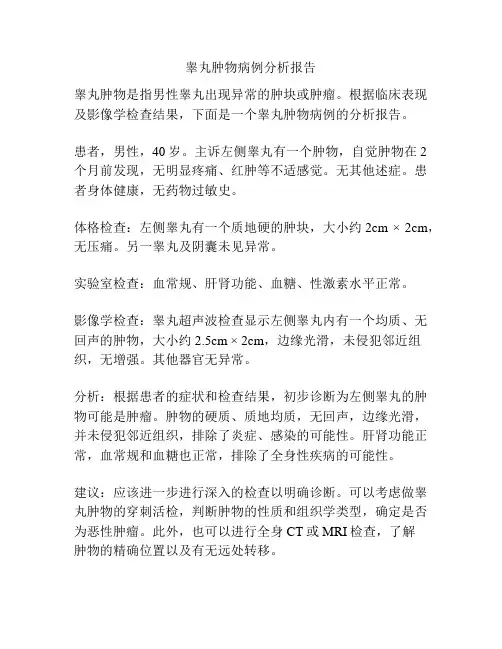 睾丸肿物病例分析报告