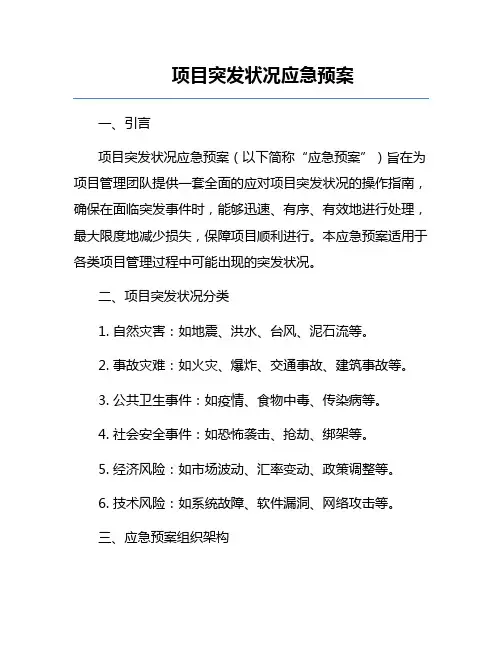 项目突发状况应急预案