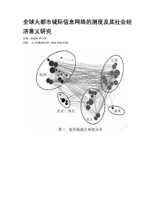 全球大都市城际信息网络的测度及其社会经济意义研究  