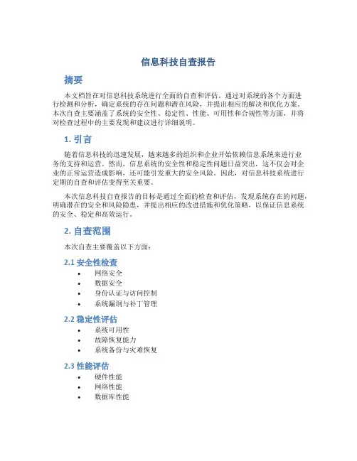 信息科技自查报告