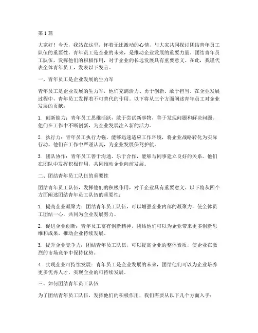 团结青年员工队伍发言稿(3篇)