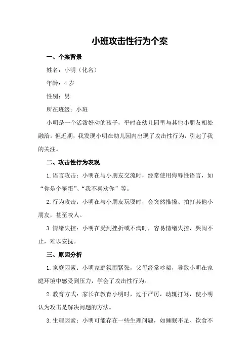 小班攻击性行为个案