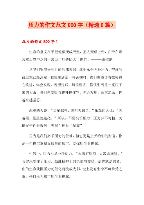 压力的作文范文800字(精选6篇)