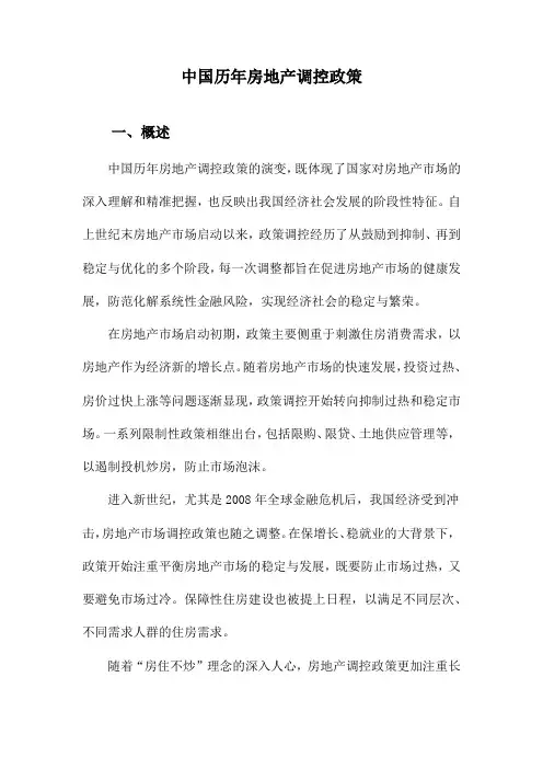中国历年房地产调控政策